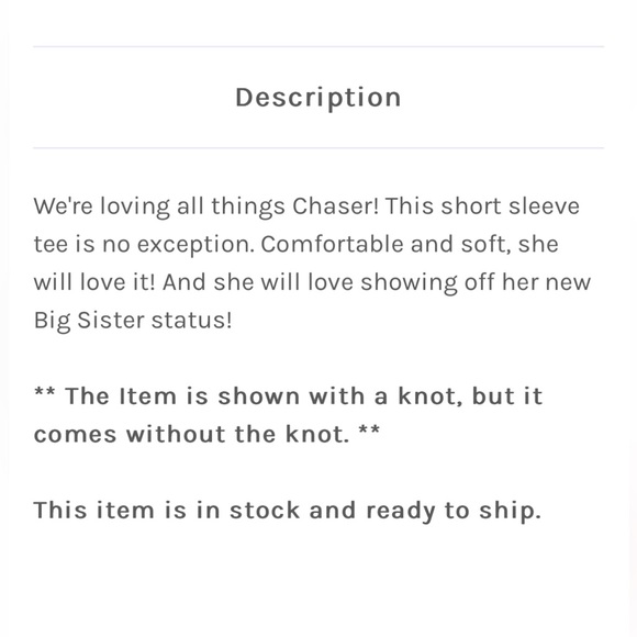 NWOT, Chaser, girls, “Big Sis” Vintage Jersey S/S Shirttail Tee - Picture 2 of 5